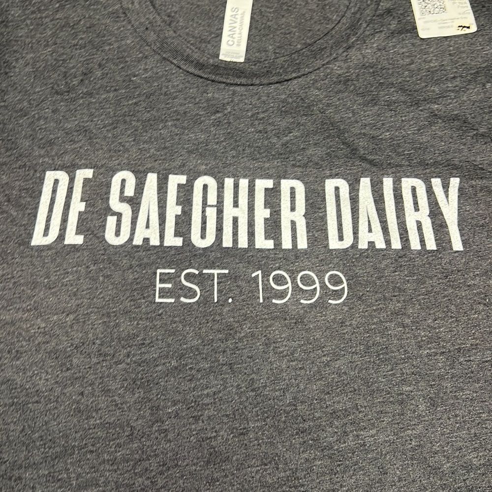De Saegher Dairy Est. 1999 Short Sleeve T-Shirt Grey Size Medium - Picture 2 of 6